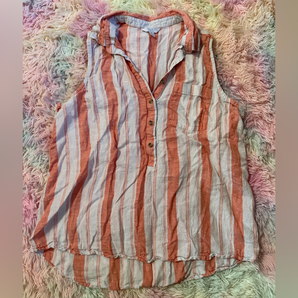 Time and Tru XL White and Orange Striped Top